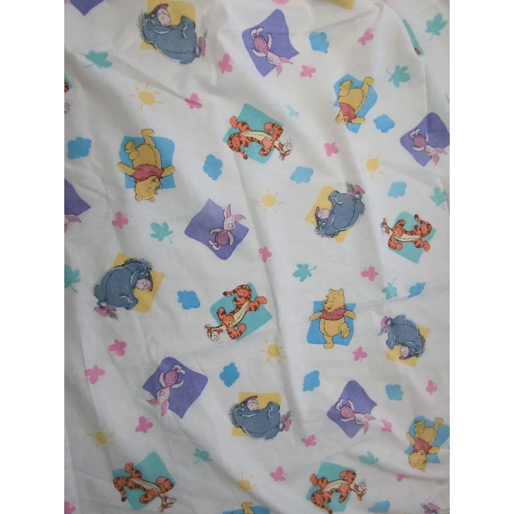 Vintage Winnie the Pooh squares butterflies Fabric piece part of sheet? 41x72 +